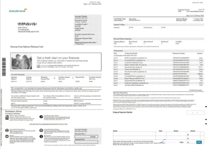 Download Australia Suncorp bank statement 5 pages word